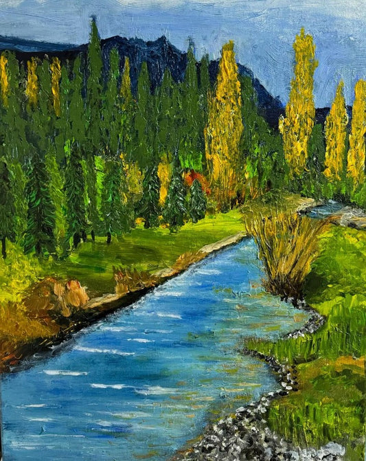 Río en el Bosque Otoñal